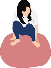  バランスボールを使ってトレーニングする女性のイラスト