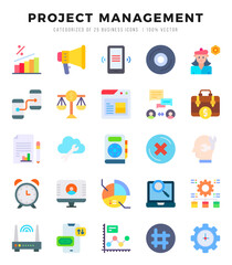 Project Management Icons Pack Flat Style. Vector illustration.