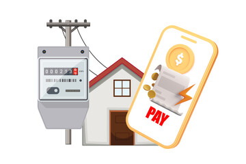 Paying electricity bill with application on smartphone.