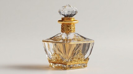 Ornate glass perfume bottle with gold accents (1)