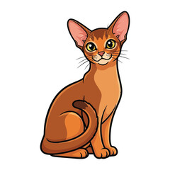 Abyssinian Cat Pose: A meticulously illustrated rendering of an Abyssinian cat, showcasing its refined features and endearing character. Its sleek coat shimmers under the soft glow.