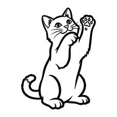 Playful Kitty in Silhouette: A charming silhouette of a kitten reaching out with its paw. Illustrating a moment of innocent curiosity.