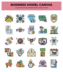 Business Model Canvas: 25 Essential Icons for Strategic Planning