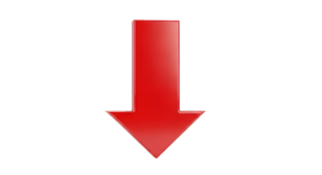 Isolated Red Arrow Down Pointing Directional Sign Indicator Symbol Navigation Guide, Isolated