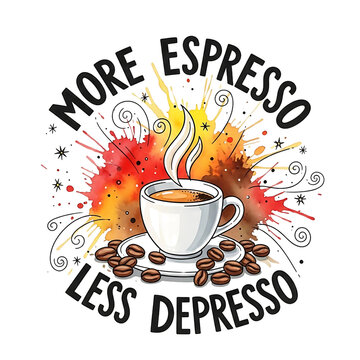 More espresso less depresso isolated on transparent background