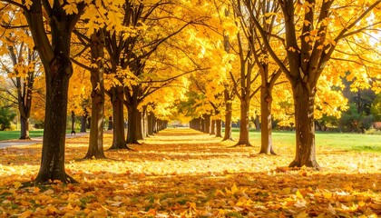 Fototapeta premium Golden autumnal tree avenue