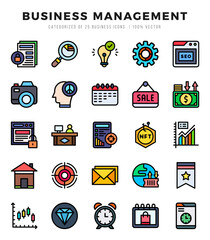 Set of Business Management icons in Lineal Color style. Lineal Color Icons symbol collection.