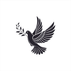 Obraz premium Stylized dove with olive branch in flight symbolizing peace and hope