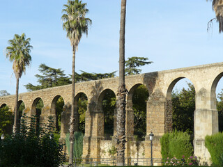 Naklejka premium Plasencia (Cáceres) Spain. Ashlars of the aqueduct of the city of Plasencia