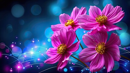 Vibrant Pink Flowers with Sparkling Background and Soft Bokeh Effect