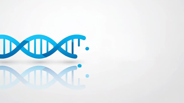 Blue DNA helix dissolving into particles. Genetic engineering, medicine, and cloning concept animation on a white background.