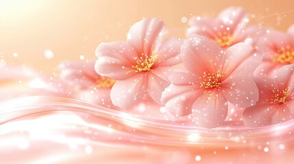 Soft Pink Blossoms on a Dreamy Pastel Background with Sparkles