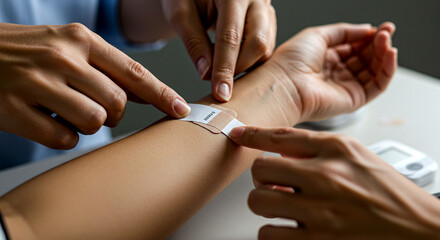 Doctor Applying a Band Aid to a Patient