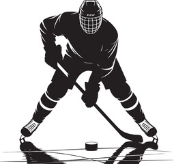 Obraz premium Dynamic Hockey Player Silhouette Vector Graphic for Sports Themed Designs and Illustrations