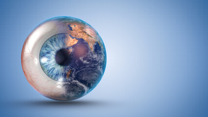 Human Eye Blended With Rotating Planet Earth