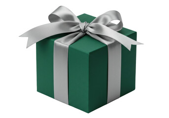 Isolated Christmas Gift Box Present With Silver Ribbon Celebration Surprise Boxed Goodies