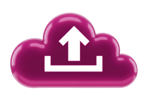 Isolated upload cloud icon, data exchange interface, file transfer, digital storage medium