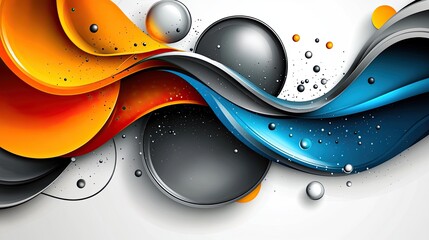 Vibrant Abstract Swirls with Colorful Elements and Dynamic Shapes