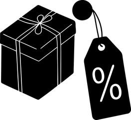 Gift Box with Sale Tag Vector Icon Stock Illustration