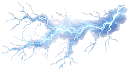 Abstract Blue And White Lightning Bolt Illustration On Transparent Background