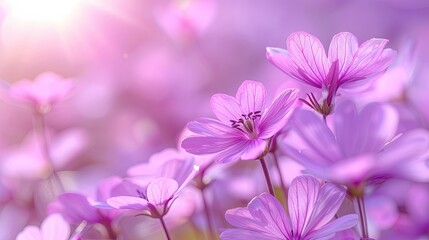 Beautiful Pink Flowers Blooming in Soft Natural Light and Bokeh