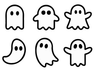 Obraz premium Set of six cute ghost illustrations perfect for Halloween or spooky season designs