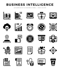 Business Intelligence icons set for website and mobile site and apps.