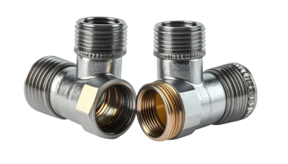 Close-up of two plumbing fittings