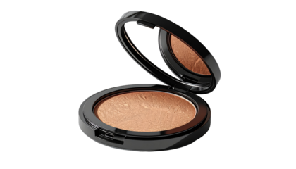 Open compact powder.  A round, light-tan compact powder