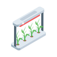 Easy to use isometric style icon of hydroponics system grid