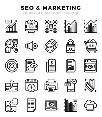 icons set. SEO & Marketing for web. app. vector illustration.
