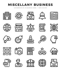 Miscellany Business Lineal icons collection. 25 icon set. Vector illustration.