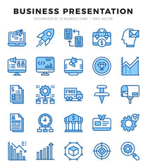 Business Presentation elements. Two Color web icon set. Simple vector illustration.