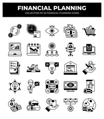 Collection of 25 Financial Planning Icons: Business Strategy. Investment. and Growth