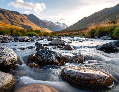 Mountain stream flowing through rocks
