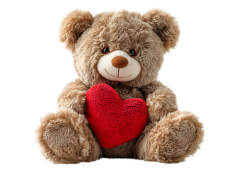 Fototapeta premium Sweet Valentine's Teddy Bear Holding Red Heart Isolated on Black