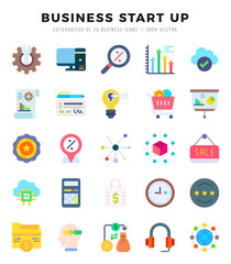 Business Start Up elements. Flat web icon set. Simple vector illustration.