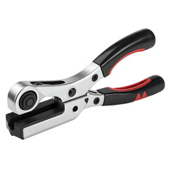 Metal Hole Punch Tool with Black Handle Isolated on Transparent Background.