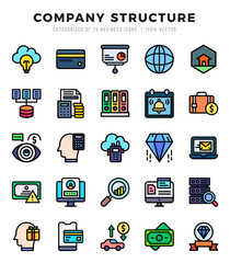Simple Set of Company Structure Related Vector Lineal Color Icons.