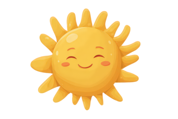 Cute Cartoon Sun With Happy Expression