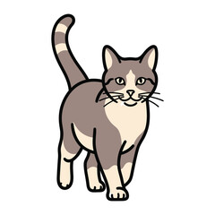 Playful Paws: A charming cartoon cat with its distinctive coat color is striding gracefully, capturing the playful essence of domestic life.