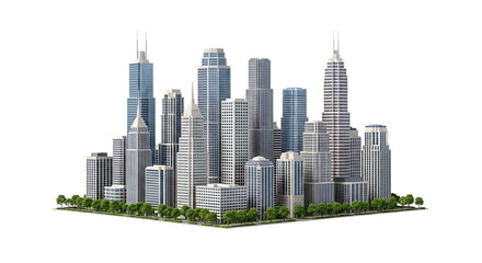 Plakat Modern city skyline with skyscrapers isolated on transparent background