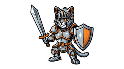 Knight Cat: An adorable and brave feline knight, clad in shining armor and wielding a sword and shield, embodies courage and heroism.