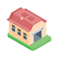 Trendy isometric style icon of locked farm storeroom