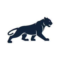 Black Panther Walking Silhouette Vector Illustration.