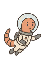 Naklejka premium Cartoon astronaut cat floating in space with a curious expression