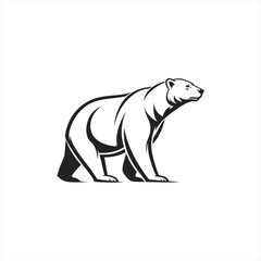 Fototapeta premium Stylized polar bear silhouette walking on white background
