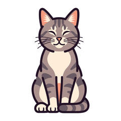 Smiling Cartoon Cat: A charming cartoon cat with a serene expression, embodies calmness and friendliness in its simplified yet expressive illustration.