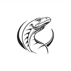 Fototapeta premium Tribal komodo dragon head tattoo design illustration