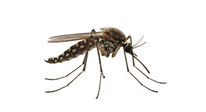 Isolated Aedes mosquito resting insect pest carrier of dengue fever Zika virus yellow fever bug